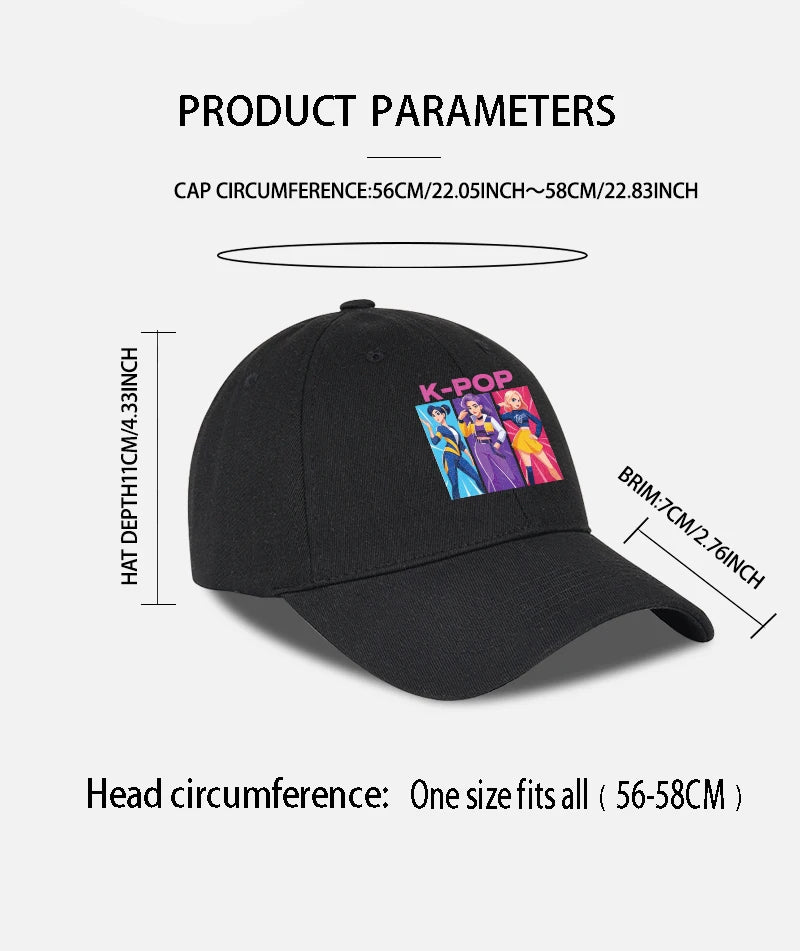 K-POP Girl Group Cartoon Baseball Cap Men Women Casual Adjustable Vintage Dad Hat Y2K Kpop Fan Sun Hat