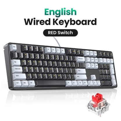 Teclado mecánico UGREEN 108 teclas PBT, teclado con cable, interruptores rojos, ruso/coreano/EN, para ordenador de sobremesa y portátil, Windows, Mac OS y gaming