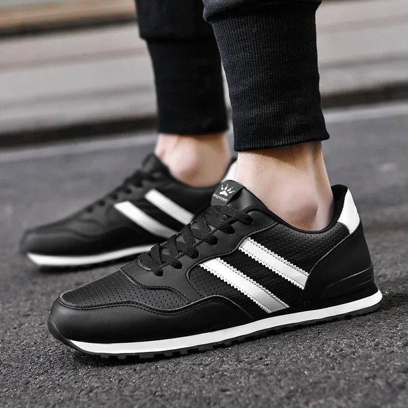 Jesienne buty sportowe męskie, płaskie buty do biegania, białe, trwałe, klasyczne buty casualowe, niskie, modne buty trekkingowe i do chodzenia