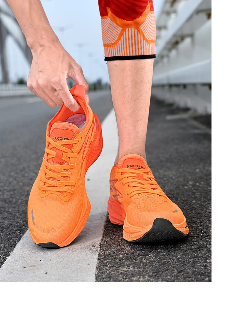 Ténis de Corrida NOVOS com Placa de Carbono para Maratona, Homem e Mulher, Desportivos, Respiráveis, Leves, Confortáveis, Antiderrapantes e Casuais