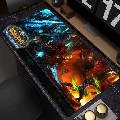 Naturelle Horde Alliance-muismat van rubber, grote bureaumat voor computer en toetsenbord, HD World of Warcraft-gamingmuismat met snelheidsoppervlak en gestikte rand