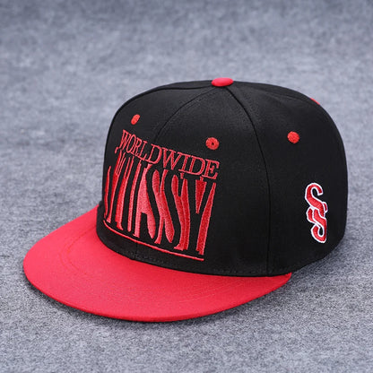 Men's Letter Embroidery Tide All-Match Flat Brim Baseball Cap Ladies Summer Hip-Hop Hat Outdoor Shade Adjustable Peaked Cap