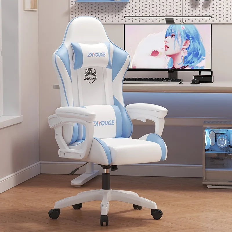 Ergonomic Gaming Chair Office Chair with Adjustable Height, Reclining Backrest, Swivel Roller Computer Chair for Home Study & Work