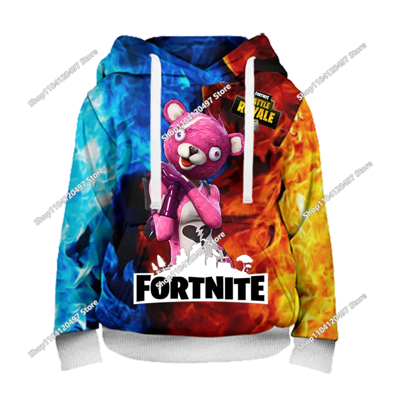 Sudadera con capucha casual estampada para hombre, mujer y niños Fortnite Couple Wear, para estudiantes, deportes al aire libre, manga larga sencilla