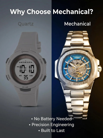LONGLUX Men automatic mechanical watch luxury watches waterproof skeleton business cheap wholesale stainless steel gift watch