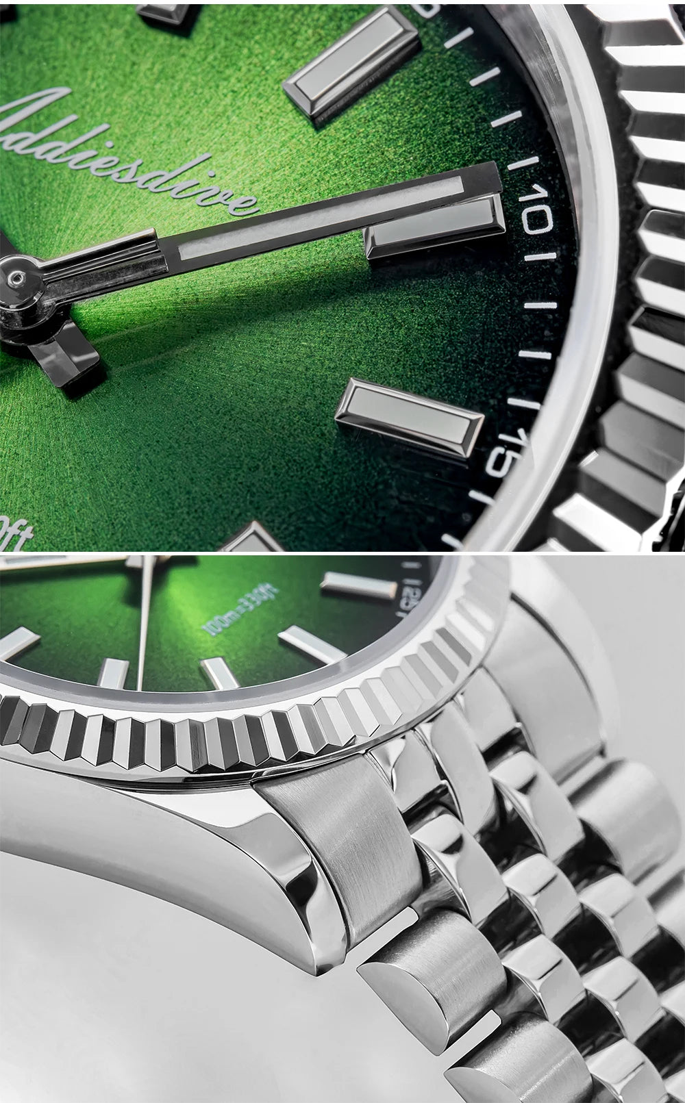 Relógio masculino novo ADDIESDIVE AD2073, vidro de safira, 36mm, VH31, quartz, efeito sunburst, 10Bar, impermeável para mergulho, luminoso