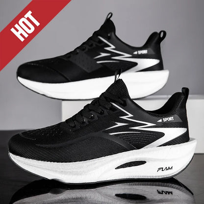 Ténis de Corrida NOVOS com Placa de Carbono para Maratona, Homem e Mulher, Desportivos, Respiráveis, Leves, Confortáveis, Antiderrapantes e Casuais