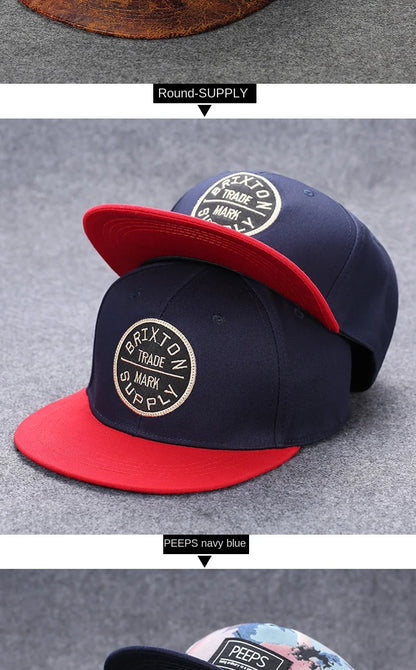 Men's Letter Embroidery Tide All-Match Flat Brim Baseball Cap Ladies Summer Hip-Hop Hat Outdoor Shade Adjustable Peaked Cap