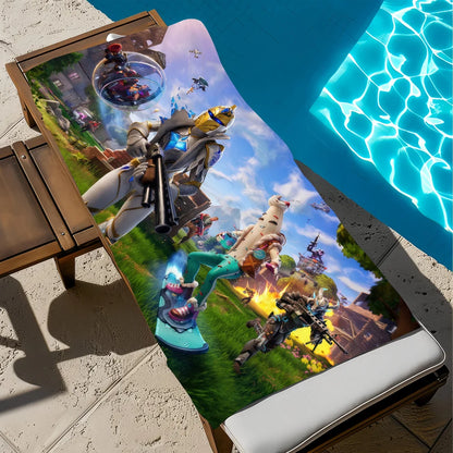 Hauska F-Fortnite-pelitaidepyyhe, pehmeä rantapyyhe, uintiretki, uima-allas, kylpypyyhe, kuntosali, spa, sisustus, lahja, loma