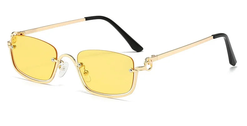 New retro metal small half frame sunglasses fashionable small square frame popular sunglasses brand designer sunglasses UV400