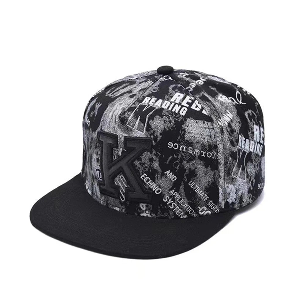 Men's Letter Embroidery Tide All-Match Flat Brim Baseball Cap Ladies Summer Hip-Hop Hat Outdoor Shade Adjustable Peaked Cap