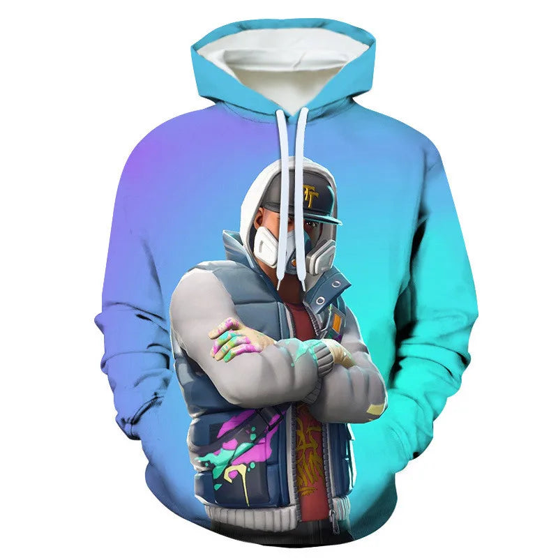Children's Fortnite 2024 Sweatshirt, 3D Digital Printed Hoodie, Men's and Women's Pullover Jacket, Long Sleeve Children's Gift