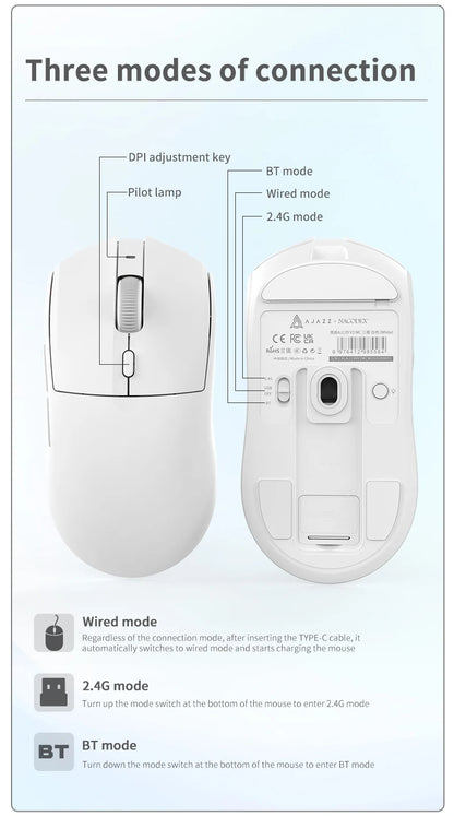 Mouse wireless AJAZZ AJ139Pro/AJ139V2MC con chipset PMW3395/PAW3311, 12000-26000Dpi, mouse da gaming professionale