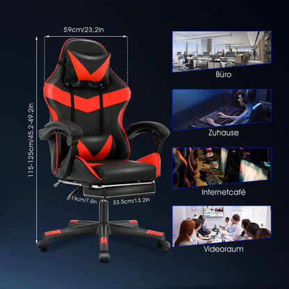 Ergonomic Gaming Chair with Massage Function, Height Adjustable Office Chair Computer Chair with Armrests Headrests, up to 150KG