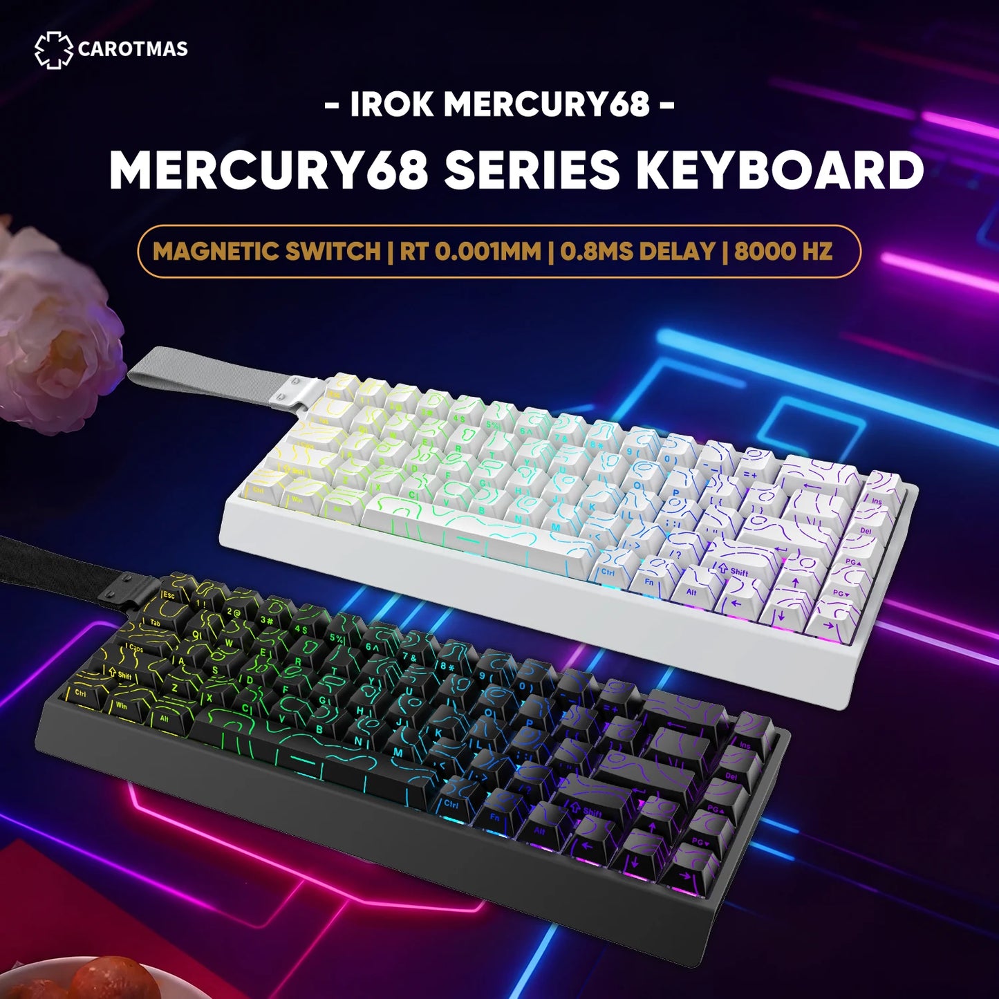 IROK Carotmas Mercury68 Mercury 68 Mercury68 Pro Mercury68 Max RT 0.001mm 8K Teclado mecânico magnético gaming com fios