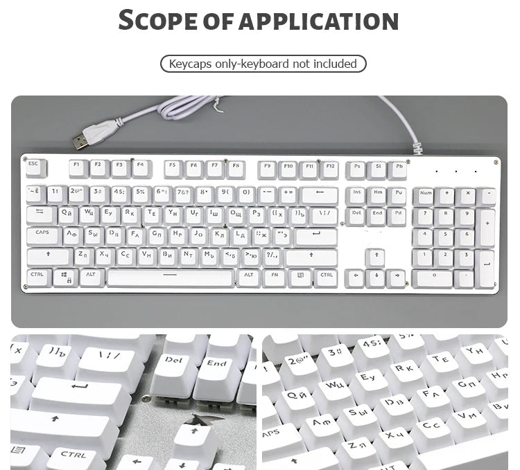 104 Teclas Keycaps Retroiluminadas Coreano Francês Russo Espanhol Alemão para Teclado Mecânico com Switch MX, Perfil OEM, Teclas ABS DIY