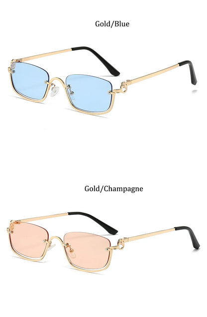 New retro metal small half frame sunglasses fashionable small square frame popular sunglasses brand designer sunglasses UV400