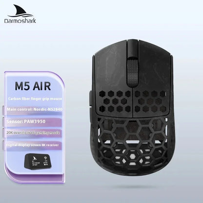 Darmoshark M5 Air Forged Carbon Fiber Gaming Mouse Wireless 8K Macro Mouse 30KDPI Finger Grip Small Hand Mice 30g Lightweight