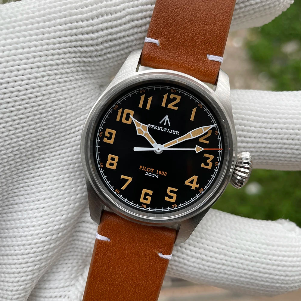 STEELFLIER Official SF740V New Quartz Pilot Series Swiss C3 Luminous 200M Waterproof VH31 Movement Men's Fashion Business Watch