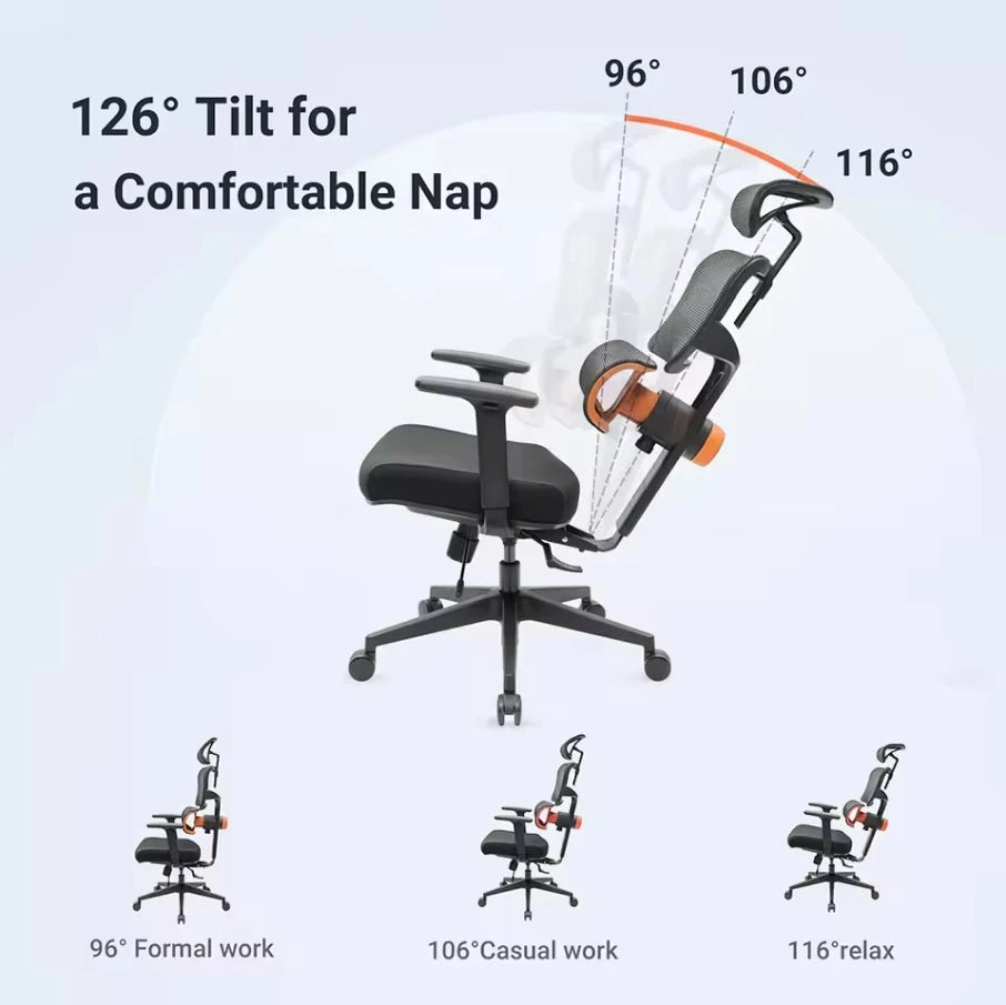 NEWTRAL NT001 Ergonomic Office Chair with Auto-Following Lumbar Support, 3 Recline Angles, Adjustable Backrest Armrest Headrest