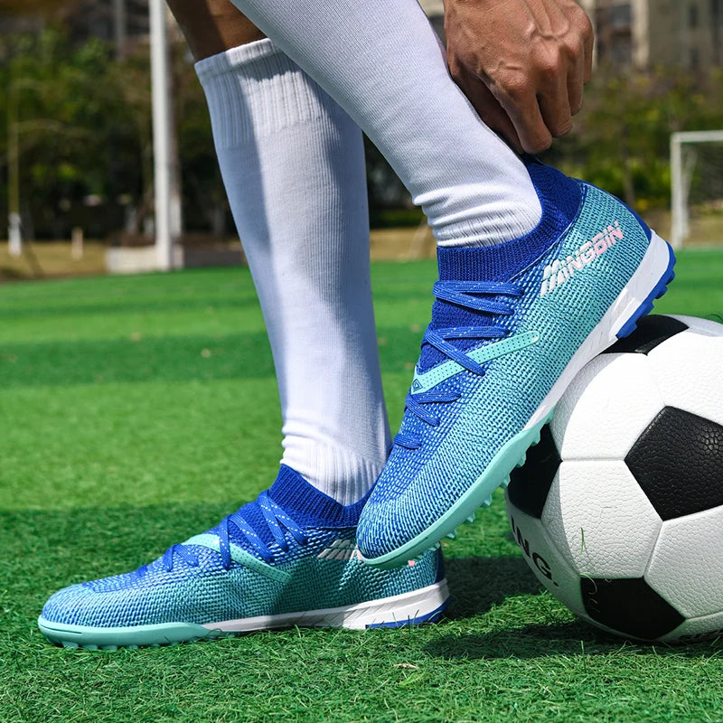 Turf Soccer Cleats Professional Men Football Boots Breathable Mesh Youth Soccer Shoes Anti Skid Male Sneakers Society Chuteira