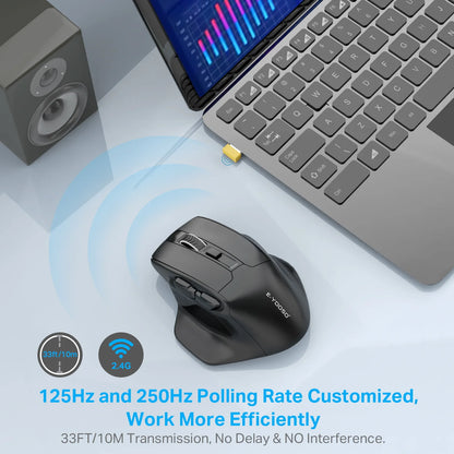 E-YOOSO 2.4G vezeték nélküli egér PAW3212 4800 DPI ergonomikus egér, gamer egér, irodai egér notebookhoz, PC-hez, laptophoz és MacBookhoz