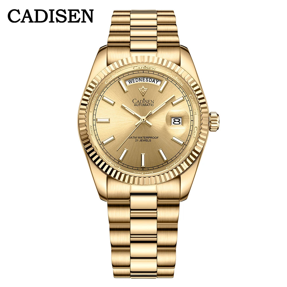 Relógio masculino CADISEN DD40 de luxo, automático, mecânico, com vidro de safira AR, 10Bar, movimento MIYOTA 8285, novidade 2023