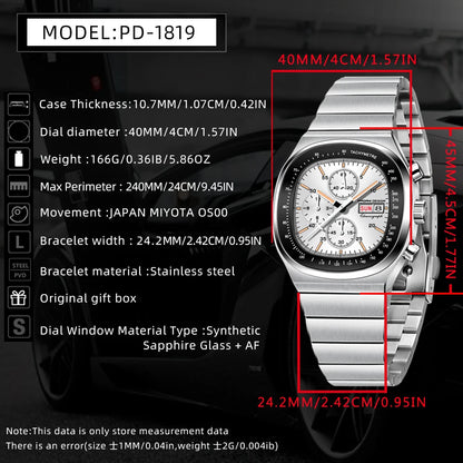 PAGANI DESIGN New 40mm Men‘s Quartz Watches Japan Miyota Movement Sapphire Stainless Waterproof Luminous reloj hombre PD1819