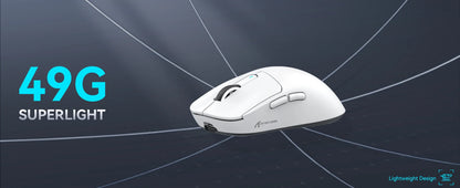 Ratón gaming inalámbrico ATTACK SHARK X3, ratón ergonómico para PC de 49g, tres modos, sensor óptico PAW3395 de 26K DPI, botones programables