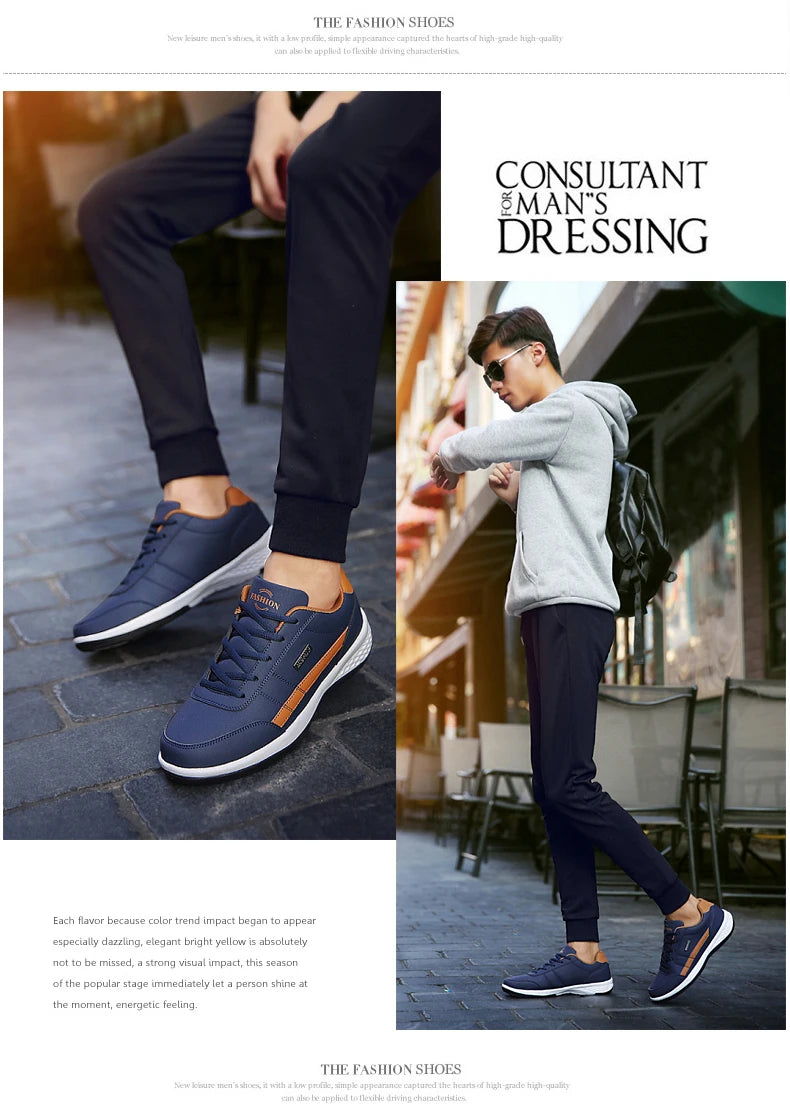 Sapatos para Homem YRZL Primavera Outono Impermeáveis, Ténis de Caminhada em Pele para Lazer e Desporto Masculino, Calçado Antiderrapante para Homem