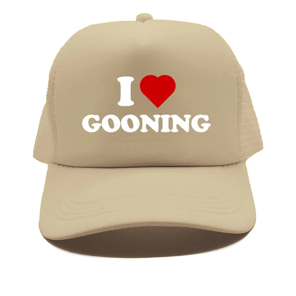 Funny I Love Gooning Baseball Caps Cool Summer Men Mesh Net Hat Humor Trucker Cap Unisex Outdoor Mesh Net Caps MZ-080