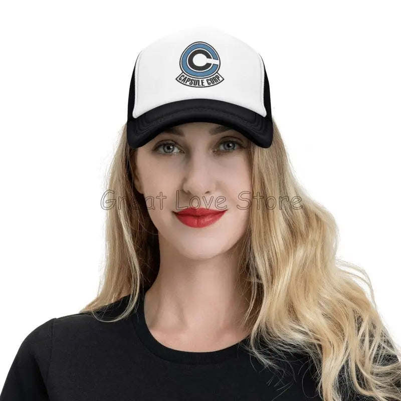 Capsule Corp Cappellini da baseball in rete Unisex Cappellino da camionista in stile hip-hop Cappellino da papà in stile anime DBZ Cappellino da corsa regolabile Cappellini da camionista estivi Cappellini snapback