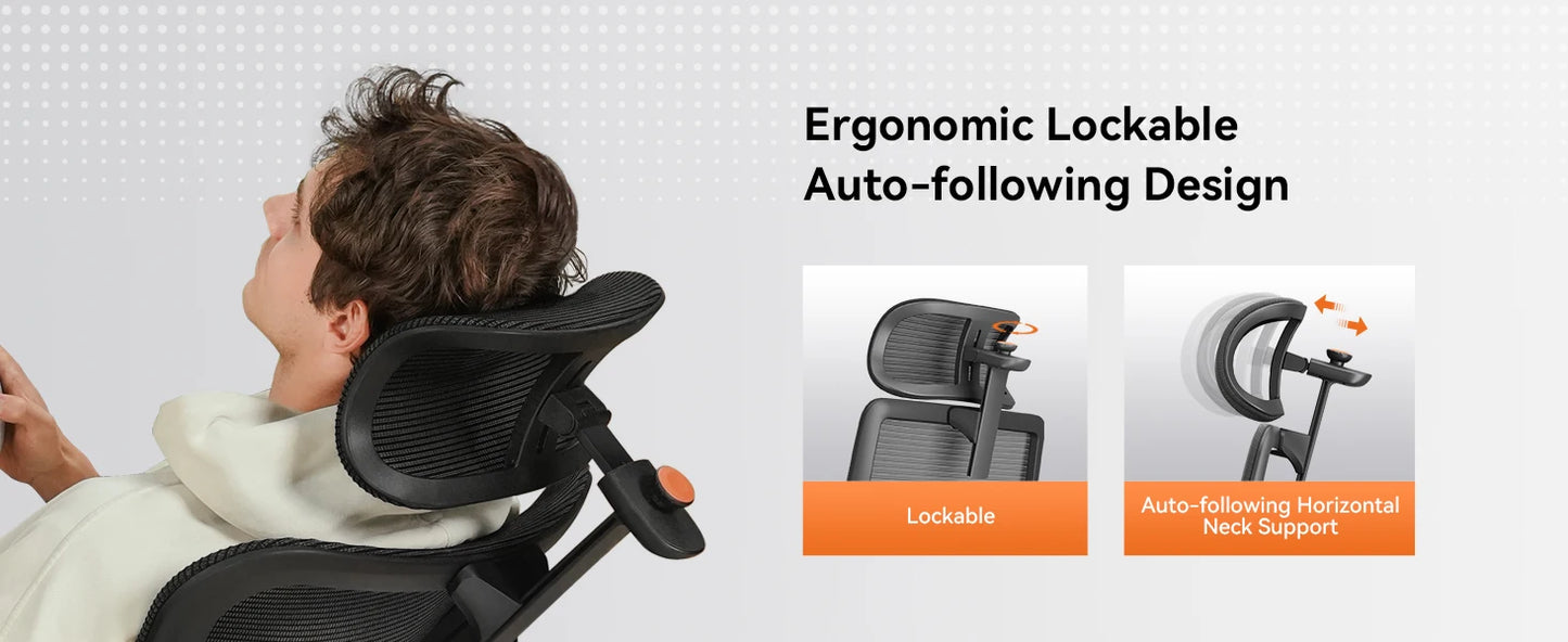 NEWTRAL MagicH-BPro Ergonomic Office Chair with Footrest, Auto-Following Backrest, Adjustable Lumbar Support, Executive Mesh Chair