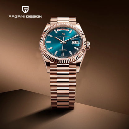 PAGANI DESIGN DD40 Herrenuhr – Modell aus Roségold, mechanische Luxusuhr, Automatikwerk, Saphirglas mit Antireflexbeschichtung, wasserdicht