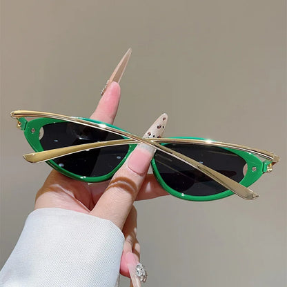 vintage small cat eye sunglasses for women new fashion beige gradient alloy sun glasses ladies elegant driving shades uv400