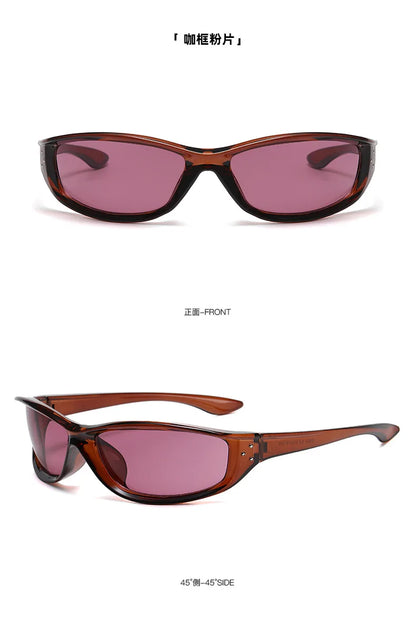 Rivets Y2K Sports Punk Sunglasses Women Designer Rectangle Goggle Men Luxury Sun Glasses UV400 Driving Cycling Fashion Eyewear