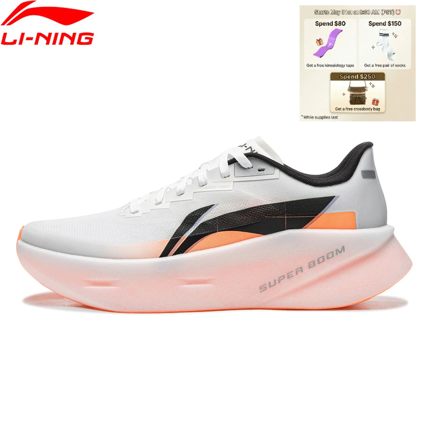 Мъжки маратонки за бягане Li-Ning CHAOYING PRO Cushion BOOM FIBER, дишащи, леки, с отскок, ежедневни спортни обувки LiNing ARBW003