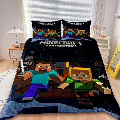Minecraft 2/3pcs Duvet Cover Game My World Duvet Cover Monster Hunters Bedding Set Duvet Cover Single Boys Kids Bedroom Decor