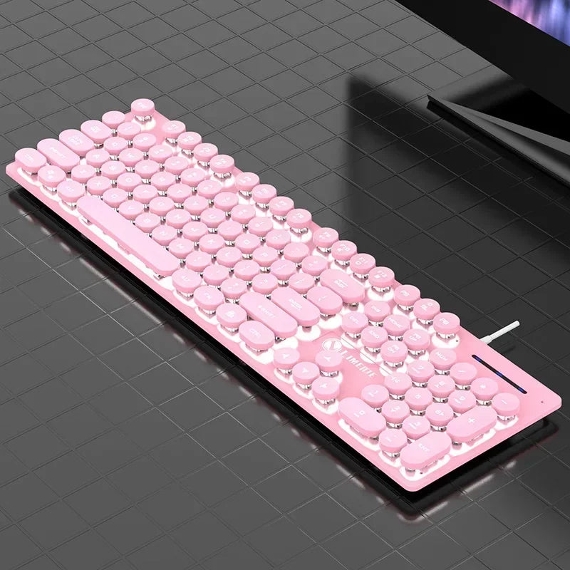 Mechanical Keyboard Gaming Keyboard E-sports Game Office Computer Notebook Desktop Steampunk English USB for Gaming