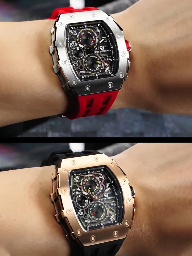 TSAR BOMBA New TB8204 Watch for Men, Japan Quartz Chronograph, 50M Waterproof Wristwatch, Fashion Sport Clock, Luxury Gift