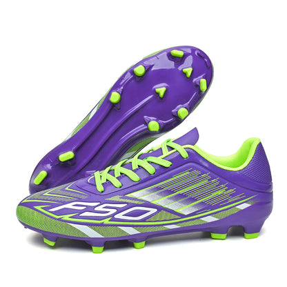 Chaussures de football AG FG pour adultes, tissu PU doux et agréable pour la peau, semelle extérieure antidérapante en TPU, résistantes à l'usure, pour les matchs sur gazon du week-end