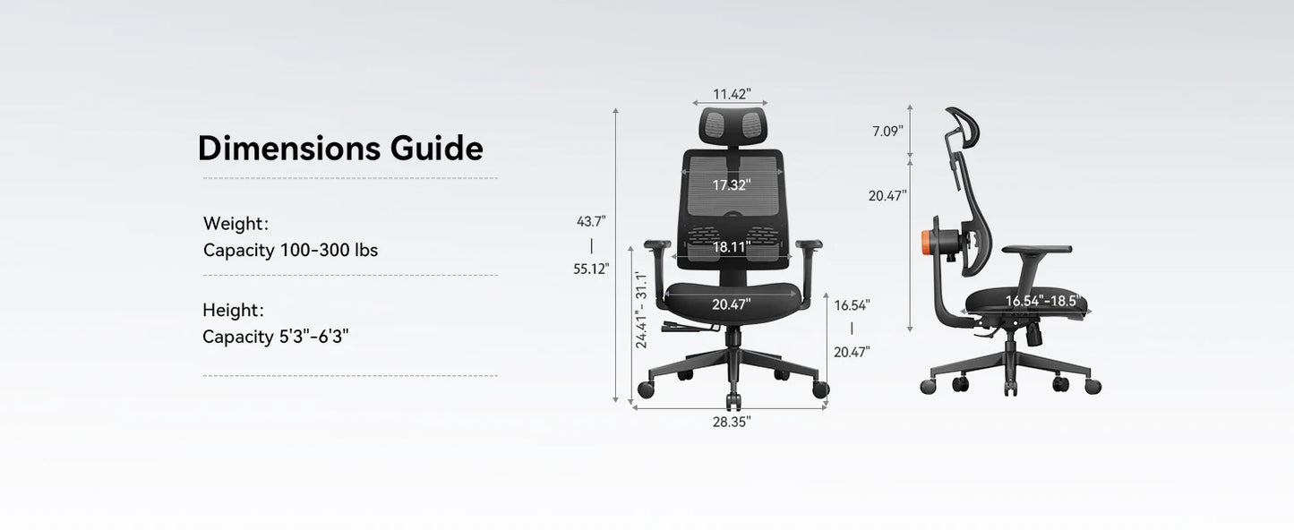NEWTRAL MAGICH003 Ergonomic Office Chair with Adaptive Lumbar Support, Auto-Following Backrest, Adjustable Headrest, 3D Armrests & Seat Depth