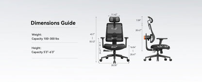 NEWTRAL MAGICH003 Ergonomic Office Chair with Adaptive Lumbar Support, Auto-Following Backrest, Adjustable Headrest, 3D Armrests & Seat Depth