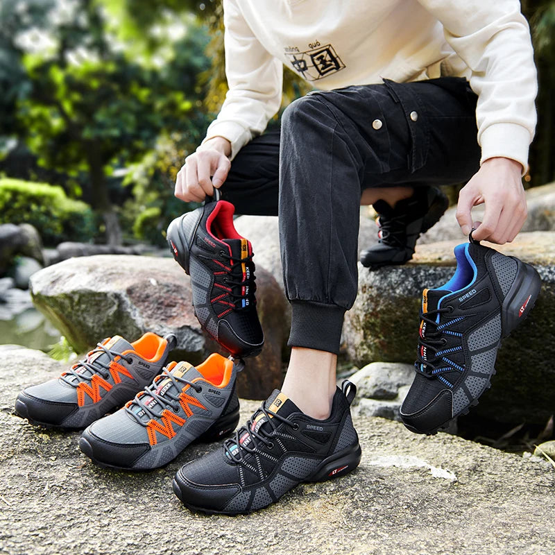 Men's hiking shoes, all-terrain outdoor sports shoes, breathable mesh, non-slip, wear-resistant hiking shoes, outdoor cycling shoes