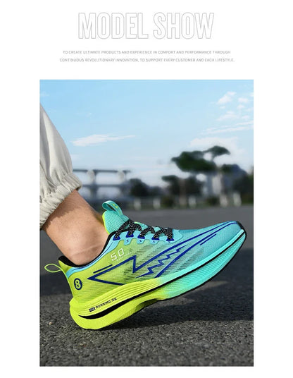Herren-Sportschuhe – professionelle, gedämpfte Laufschuhe mit Carbonplatte, atmungsaktive Schnür-Sneaker für Freizeit, Marathon und Training