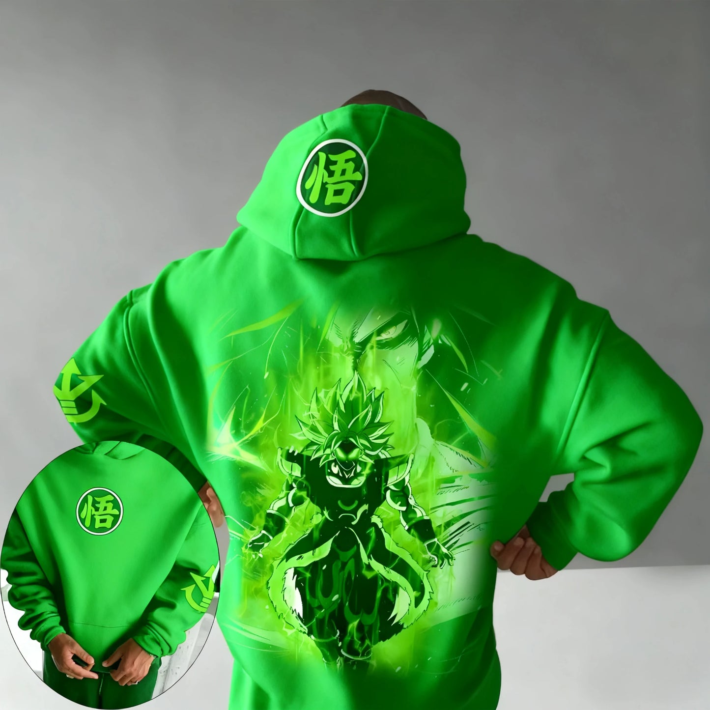 Sweatshirt com Capuz Dragon Ball Anime Broli Estampada Outono/Inverno Nova para Homem e Mulher, Corte Largo Casual Harajuku, Tamanho Grande, Modelo Pai e Filho