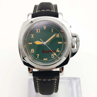 Parnsrpe Men's Automatic Mechanical NH35 Watch Polished Case Sapphire Glass Leather Strap 40mm Men's Watch