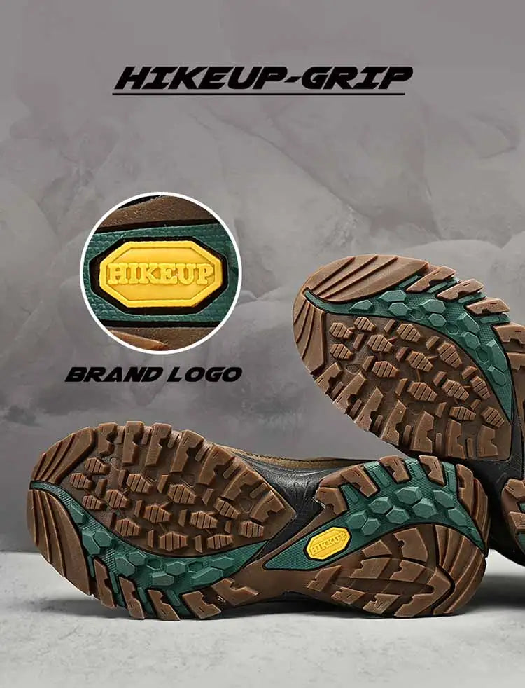 HIKEUP High-Top Herren-Wanderstiefel Winter Outdoor Schuhe Schnürung Rutschfeste Sportliche Freizeit-Trekkingstiefel Herren Wildleder Warme Schuhe