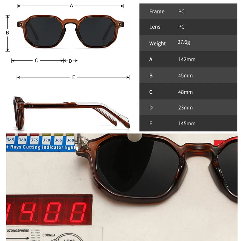 SHAUNA New Polygon Square Men Polarized Sunglasses Retro Rivets Women Blue Green Shades UV400