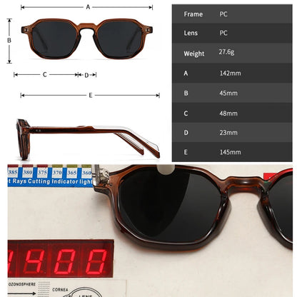 SHAUNA New Polygon Square Men Polarized Sunglasses Retro Rivets Women Blue Green Shades UV400